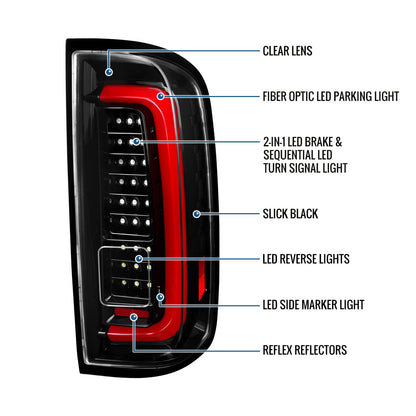 2015-2022 Chevy Colorado GMC Canyon Upgrade Assembly Full LED Tail Lights Replacement Pair | Gloss Black