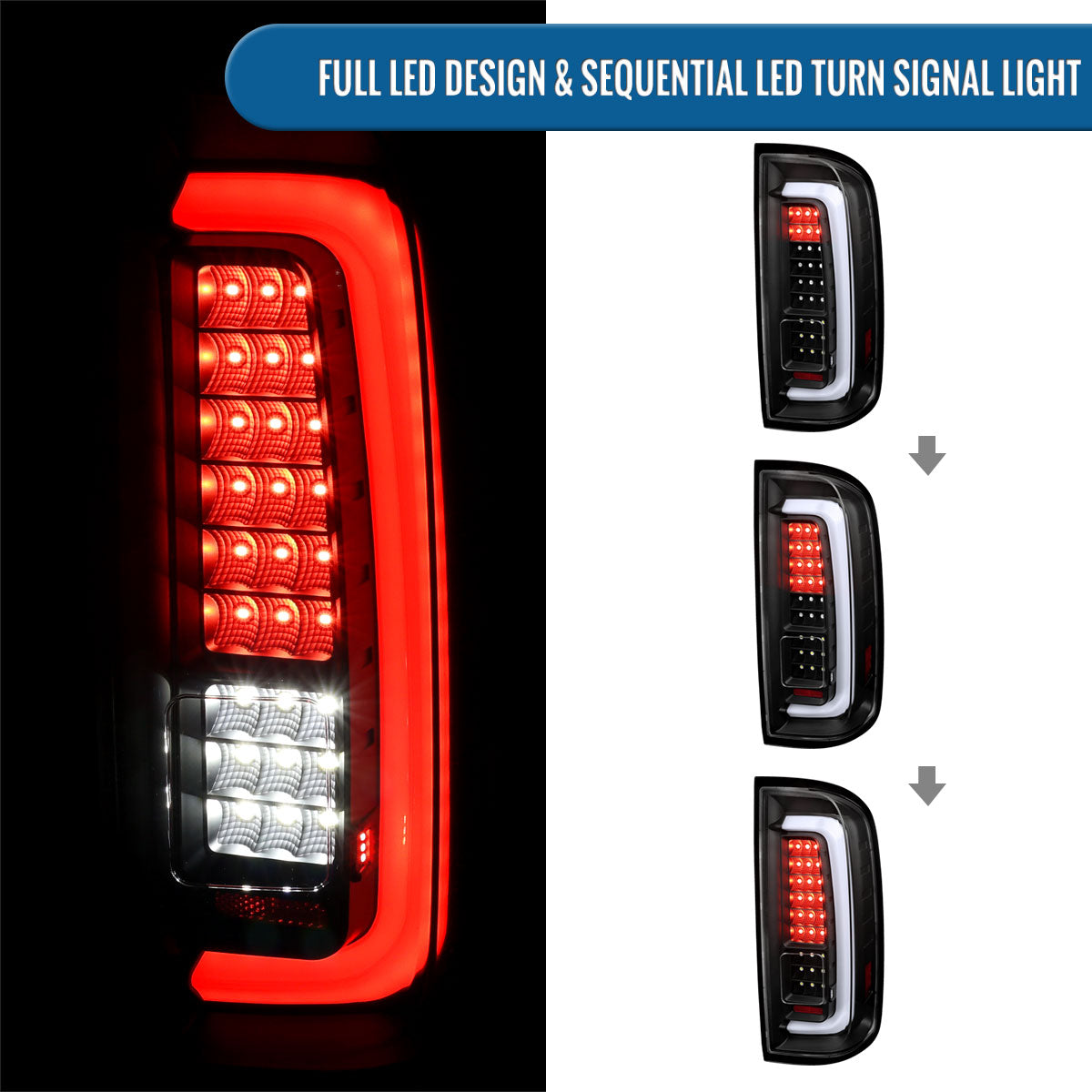 2015-2022 Chevy Colorado GMC Canyon Upgrade Assembly Full LED Tail Lights Replacement Pair | Black