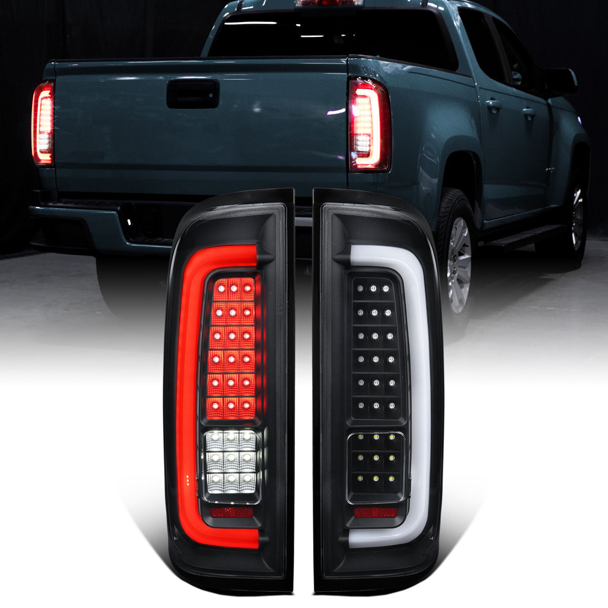 2015-2022 Chevy Colorado GMC Canyon Upgrade Assembly Full LED Tail Lights Replacement Pair | Black