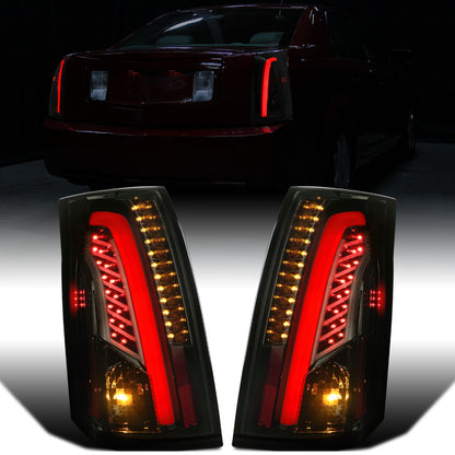 Ronnin - Fits 2003-2007 Cadillac CTS Upgrade Replacement LED Tail Lights Assembly Pair | Black Smoke