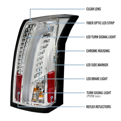 Ronnin - Fits 2003-2007 Cadillac CTS Upgrade Replacement LED Tail Lights Assembly Pair | Chrome