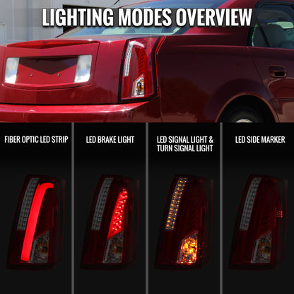 Ronnin - Fits 2003-2007 Cadillac CTS Upgrade Replacement LED Tail Lights Assembly Pair | Red