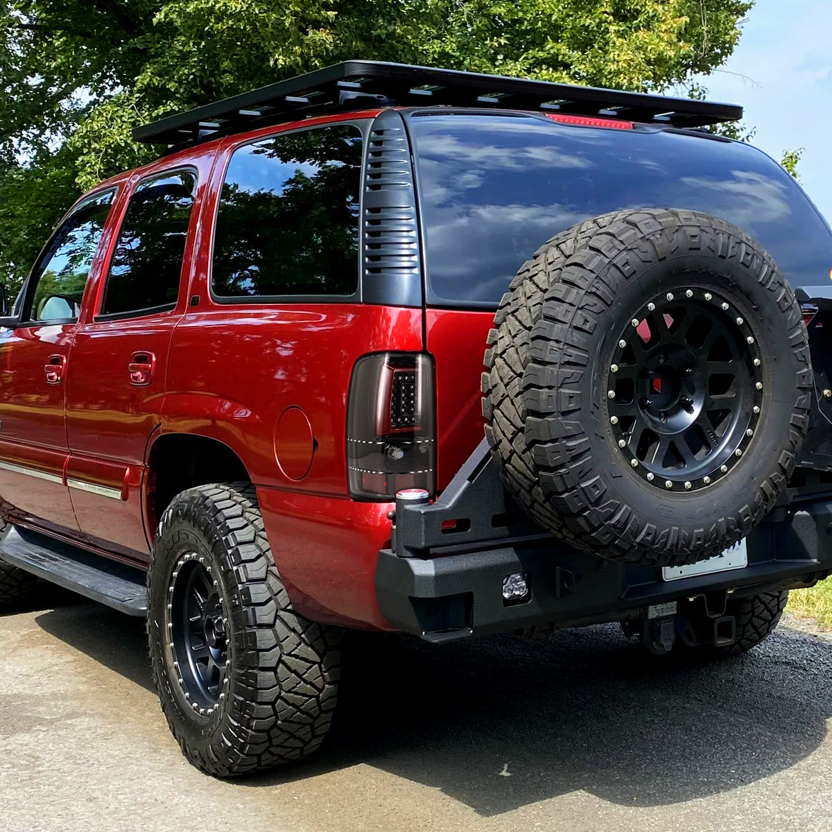 Ronnin - Fits 2000-2006 Chevy Suburban Tahoe GMC Yukon XL Denali Full LED Tail Lights Assembly Pair | Glossy Black