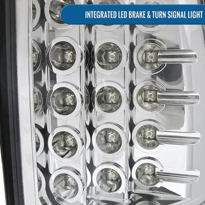 Ronnin - Fits 2000-2006 Suburban Tahoe Yukon Denali XL LED Integrated Brake and Turn Signal Lamps Tail Lights Assembly Pair | Chrome