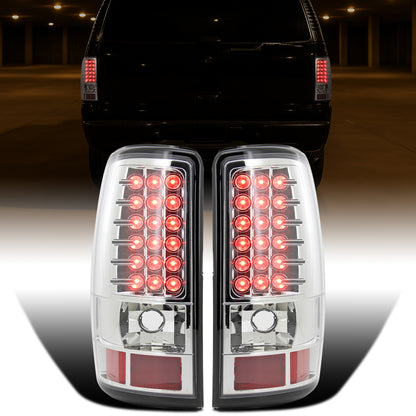 Ronnin - Fits 2000-2006 Suburban Tahoe Yukon Denali XL LED Integrated Brake and Turn Signal Lamps Tail Lights Assembly Pair | Chrome