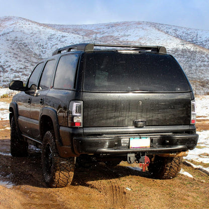 Ronnin - Fits 2000-2006 Chevy Suburban Tahoe GMC Yukon XL Denali Full LED Tail Lights Assembly Pair | Black | White Tube