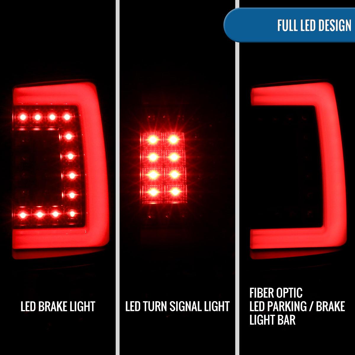 Ronnin - Fits 2000-2006 Chevy Suburban Tahoe GMC Yukon XL Denali Full LED Tail Lights Assembly Pair | Black