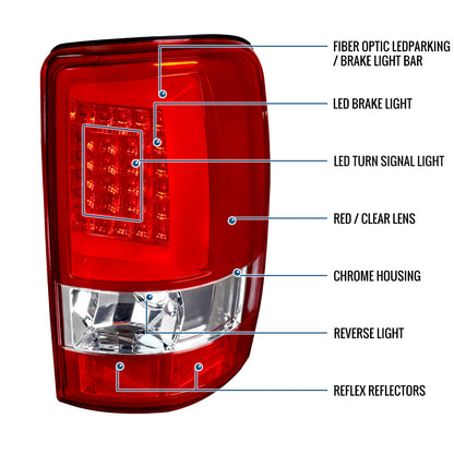 Ronnin - Fits 2000-2006 Chevy Suburban Tahoe GMC Yukon XL Denali Full LED Tail Lights Assembly Pair | Red