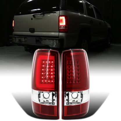 Ronnin - Fits 2000-2006 Chevy Suburban Tahoe GMC Yukon XL Denali Full LED Tail Lights Assembly Pair | Red