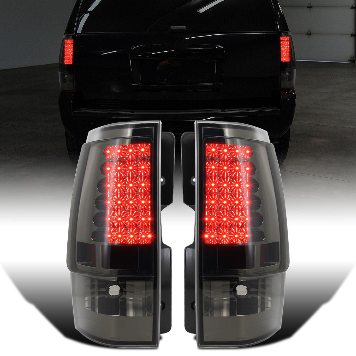 Ronnin - Compatible con Chevy Tahoe Suburban Yukon Denali XL 2007-2014, luces traseras LED de repuesto mejoradas con freno y direccional integrados, par de montaje | Ahumado
