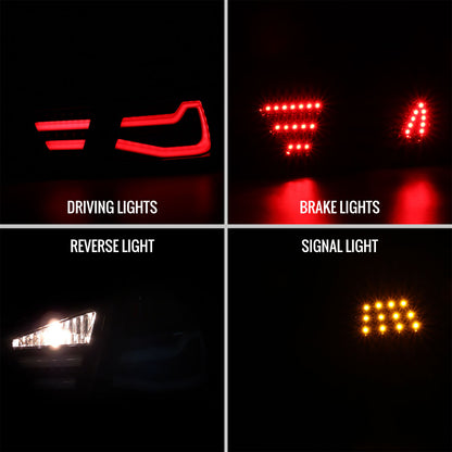 Ronnin - Fits 2006-2008 BMW E90 3-Series 325i 328i 330i Upgraded Replacement Full LED Driving Lights Tail Lamps Assembly Pair | Gloss Black