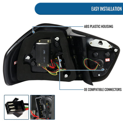 Ronnin - Fits 2006-2008 BMW E90 3-Series 325i 328i 330i Upgraded Replacement Full LED Driving Lights Tail Lamps Assembly Pair | Gloss Black