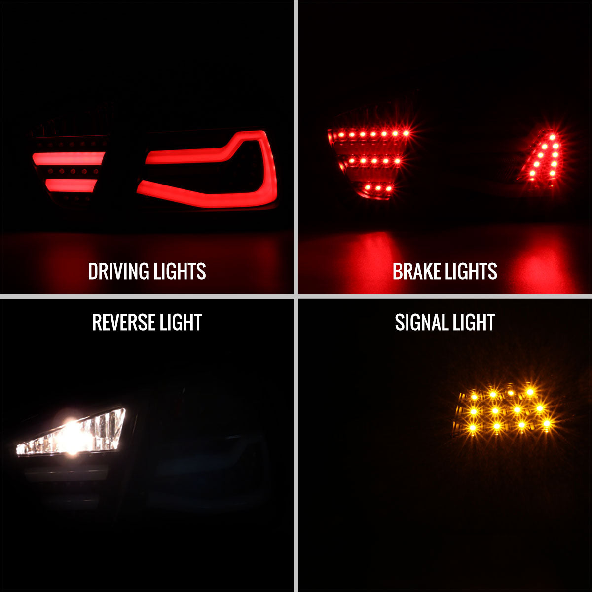 Ronnin - Fits 2006-2008 BMW E90 3-Series 325i 328i 330i Upgraded Replacement Full LED Driving Lights Tail Lamps Assembly Pair | Black