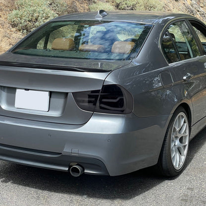 Ronnin - Fits 2009-2011 BMW E90 3-Series 325i 328i 330i Upgraded Replacement LED Tube Driving Lights Sequential Turn Signals Tail Lamps Assembly Pair | Black Smoke