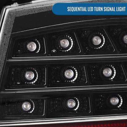 Ronnin - Fits 2009-2011 BMW E90 3-Series 325i 328i 330i Upgraded Replacement LED Tube Driving Lights Sequential Turn Signals Tail Lamps Assembly Pair | Gloss Black