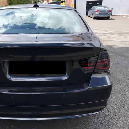 Ronnin - Fits 2009-2011 BMW E90 3-Series 325i 328i 330i Upgraded Replacement LED Tube Driving Lights Sequential Turn Signals Tail Lamps Assembly Pair | Gloss Black