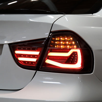 Ronnin - Fits 2009-2011 BMW E90 3-Series 325i 328i 330i Upgraded Replacement LED Tube Driving Lights Sequential Turn Signals Tail Lamps Assembly Pair | Black