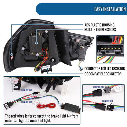 Ronnin - Fits 2009-2011 BMW E90 3-Series 325i 328i 330i Upgraded Replacement LED Tube Driving Lights Sequential Turn Signals Tail Lamps Assembly Pair | Black