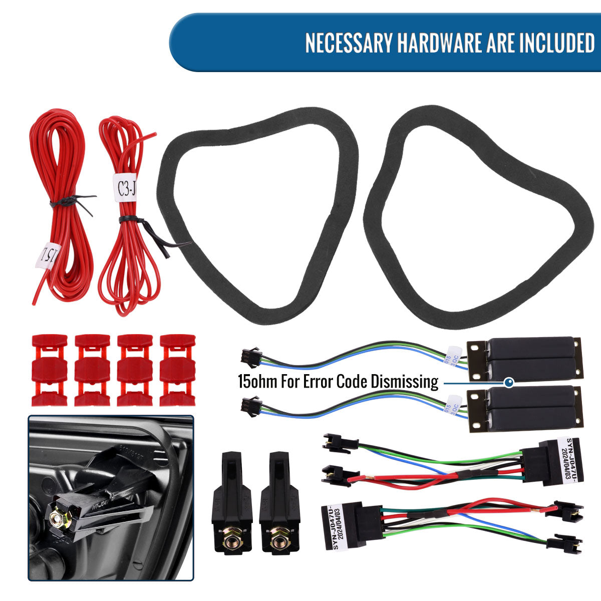 Ronnin - Fits 2009-2011 BMW E90 3-Series 325i 328i 330i Upgraded Replacement LED Tube Driving Lights Sequential Turn Signals Tail Lamps Assembly Pair | Red