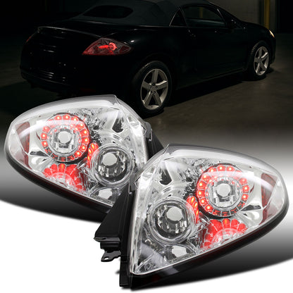 Ronnin - Fits 2006-2011 Mitsubishi Eclipse Tail Lights Upgrade Assembly LED Brake Lights Pair | Chrome