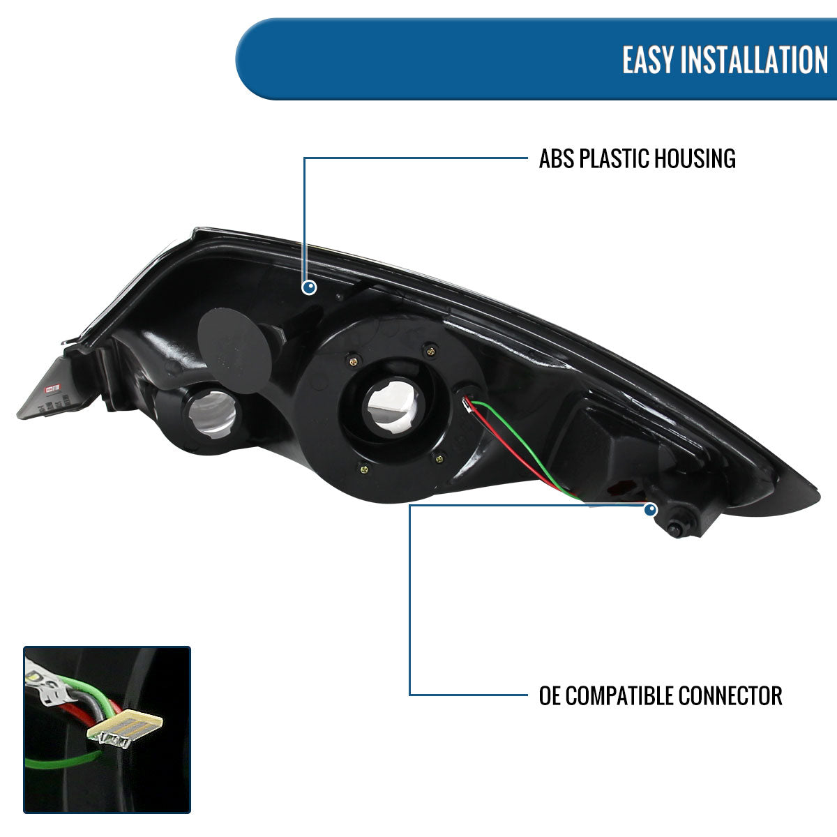 Ronnin - Compatible con Mitsubishi Eclipse 2006-2011, luces traseras, conjunto de mejora, luces de freno LED, par | Negro