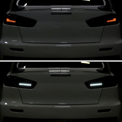 Ronnin - Fits 2008-2017 Mitsubishi Lancer Evolution Upgraded Replacement FULL LED Tail Lights Assembly | Black Smoke