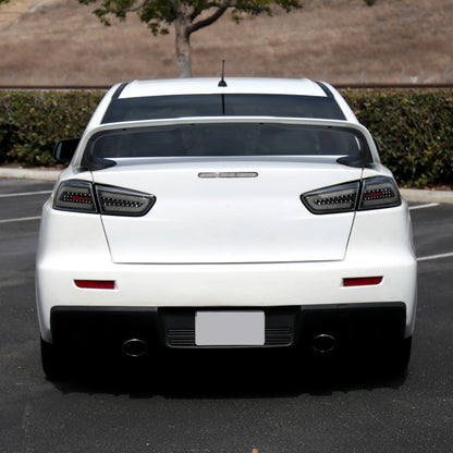 Ronnin - Fits 2008-2017 Mitsubishi Lancer Evolution Upgraded Replacement FULL LED Tail Lights Assembly | Black Smoke