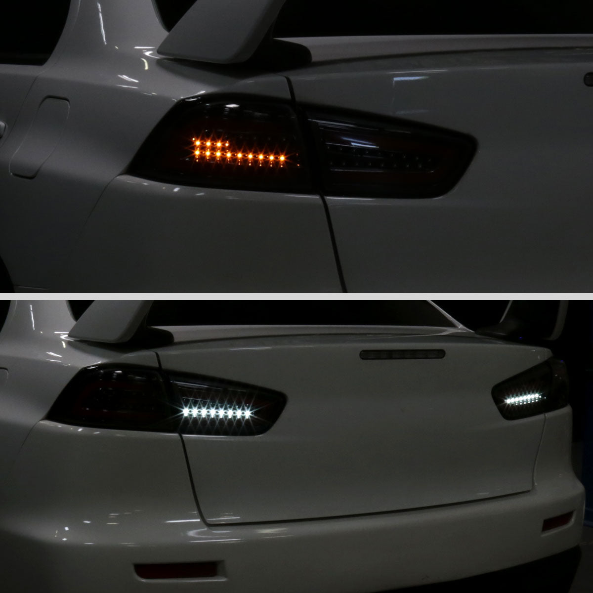 Ronnin - Fits 2008-2017 Mitsubishi Lancer Evolution Upgraded Replacement FULL LED Tail Lights Assembly | Gloss Black