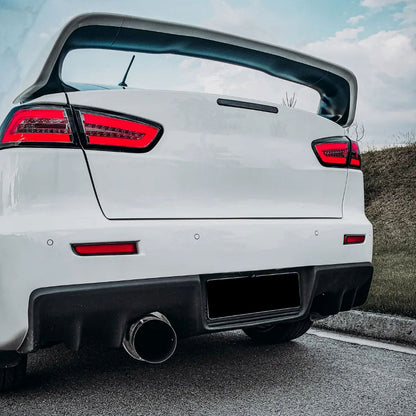 Ronnin - Fits 2008-2017 Mitsubishi Lancer Evolution Upgraded Replacement FULL LED Tail Lights Assembly | Smoke