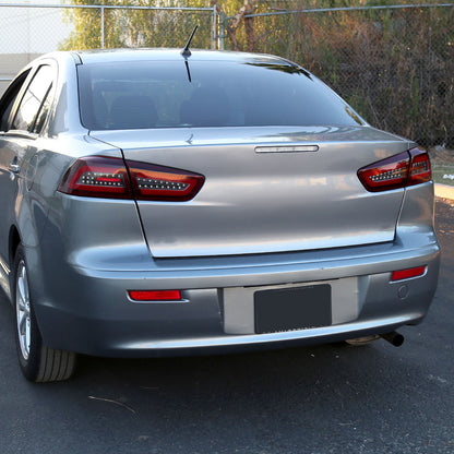 Ronnin - Fits 2008-2017 Mitsubishi Lancer Evolution Upgraded Replacement FULL LED Tail Lights Assembly | Red