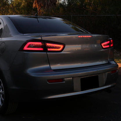 Ronnin - Fits 2008-2017 Mitsubishi Lancer Evolution Upgraded Replacement FULL LED Tail Lights Assembly | Red