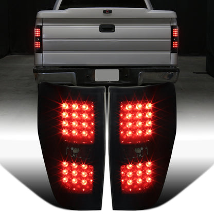 Ronnin - Fits 2009-2014 Ford F150 Upgrade Tail Lights Assembly LED Integrated Brake and Turn Signal Lights Pair | Black Smoke