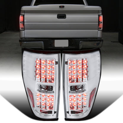 Ronnin - Fits 2009-2014 Ford F150 Upgrade Tail Lights Assembly LED Integrated Brake and Turn Signal Lights Pair | Chrome