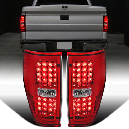 Ronnin - Fits 2009-2014 Ford F150 Upgrade Tail Lights Assembly LED Integrated Brake and Turn Signal Lights Pair | Red