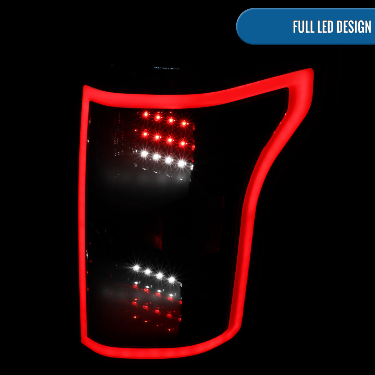Ronnin - Fits 2015-2017 Ford F150 Upgraded Replacement Full LED Tail Lights Assembly Pair | Black Smoke
