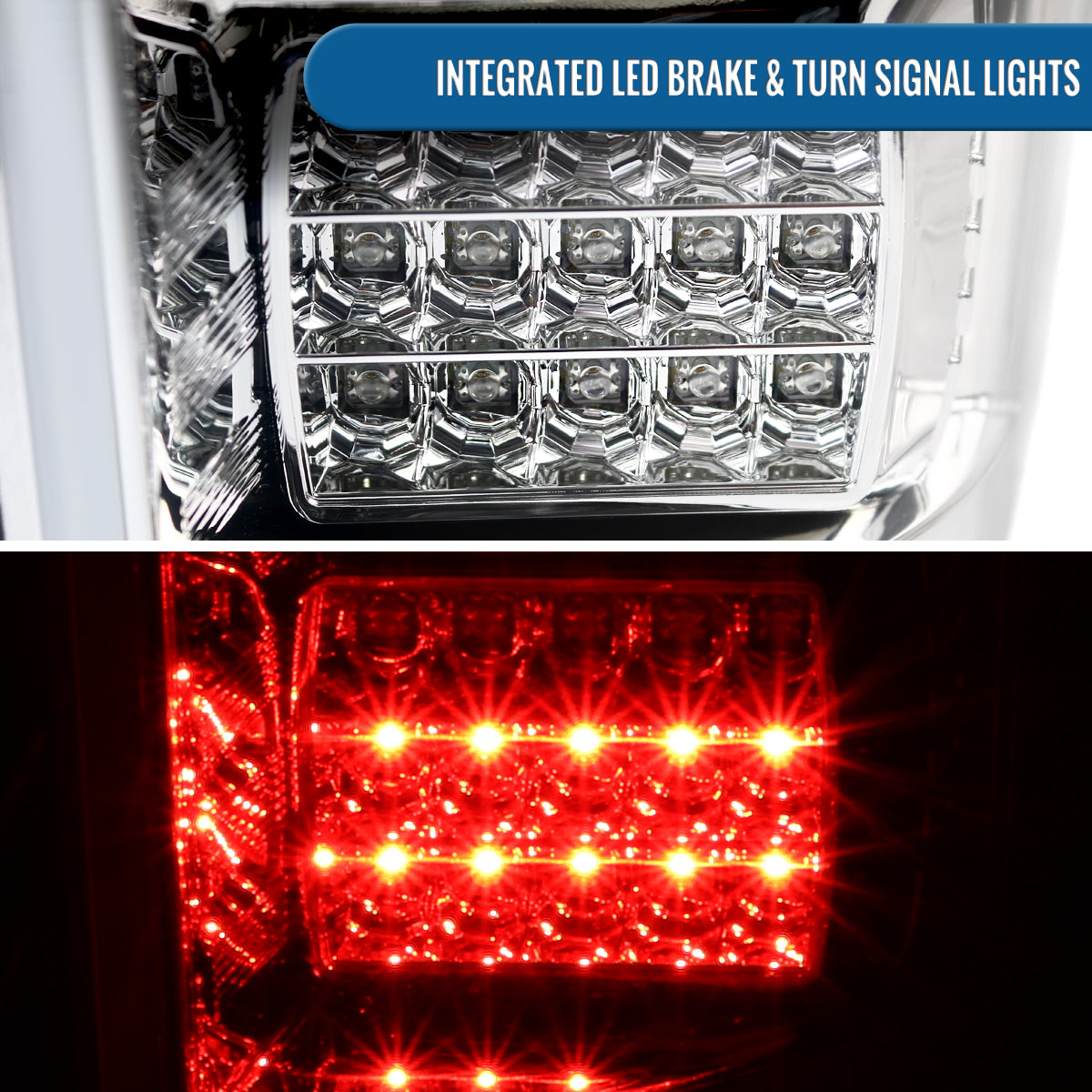 Ronnin - Fits 2015-2017 Ford F150 Upgraded Full LED Tail Lights Assembly Pair | Chrome | White Tube