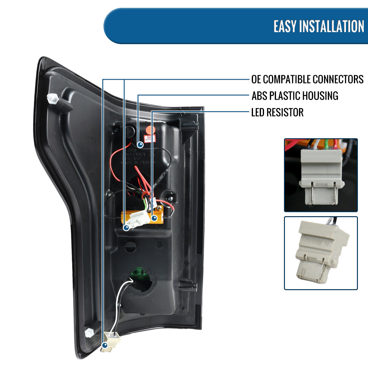 Ronnin - Fits 2015-2017 Ford F150 Upgraded Full LED Tail Lights Assembly Pair | Chrome | White Tube