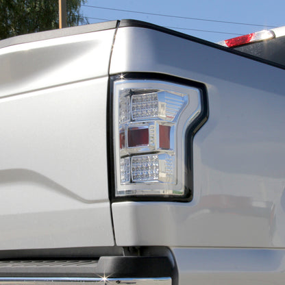 Ronnin - Fits 2015-2017 Ford F150 Upgraded Full LED Tail Lights Assembly Pair | Chrome | White Tube
