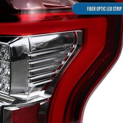 Ronnin - Fits 2015-2017 Ford F150 Upgraded Replacement Full LED Tail Lights Assembly Pair | Chrome