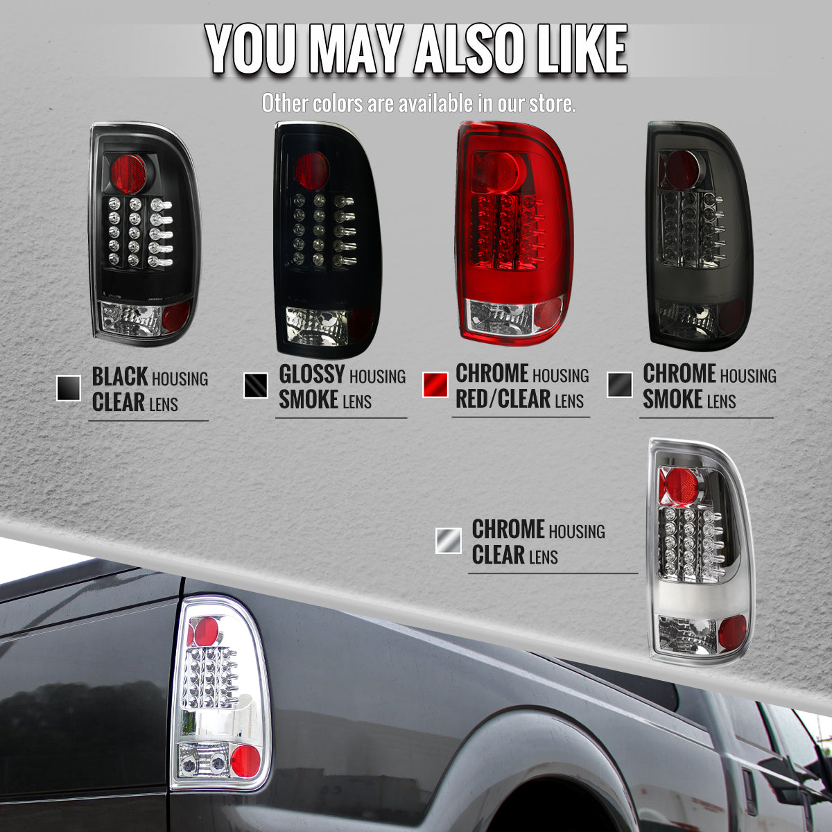 Ronnin - Compatible con luces traseras LED integradas con señal de giro y luces de freno para Ford F250 F350 F450 F550 2008-2016 | Par ahumado negro