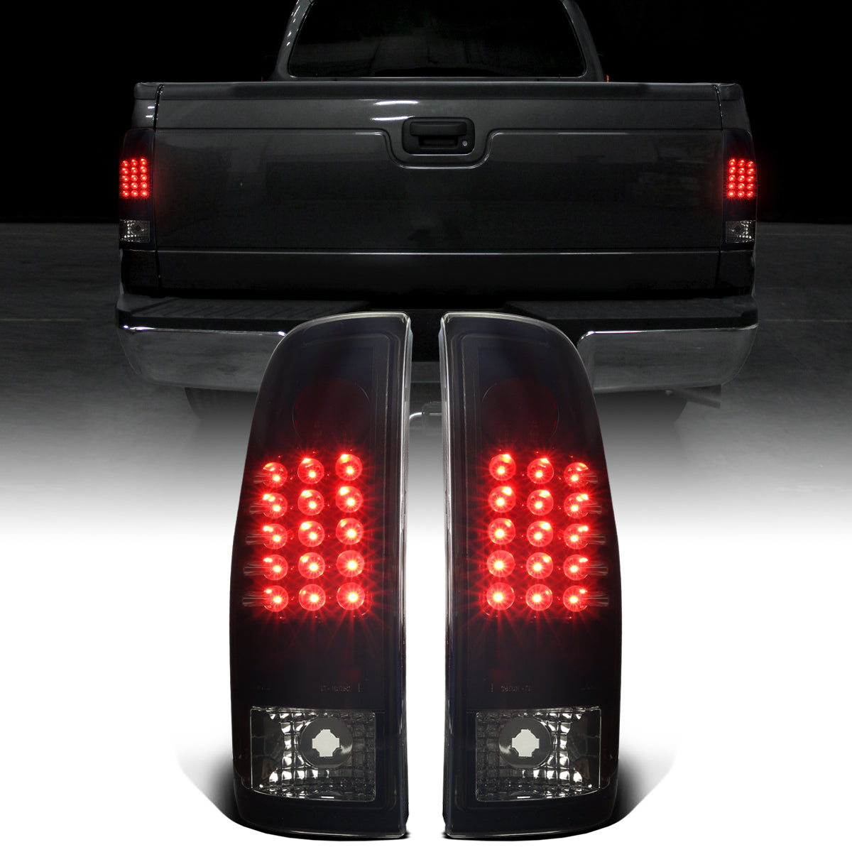 Ronnin - Compatible con luces traseras LED integradas con señal de giro y luces de freno para Ford F250 F350 F450 F550 2008-2016 | Par ahumado negro