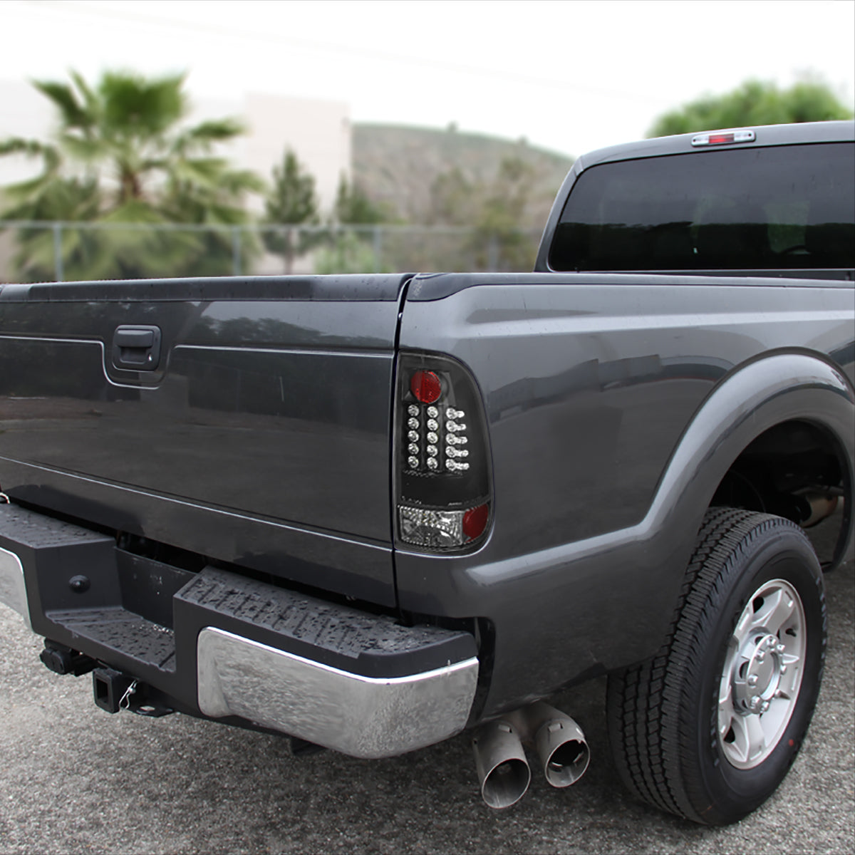 2008-2016 Ford F250 F350 F450 F550 Tail Lights Assembly Integrated LED Turn Signal Lights and Brake Lights Pair | Black