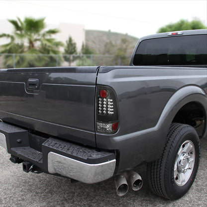2008-2016 Ford F250 F350 F450 F550 Tail Lights Assembly Integrated LED Turn Signal Lights and Brake Lights Pair | Black