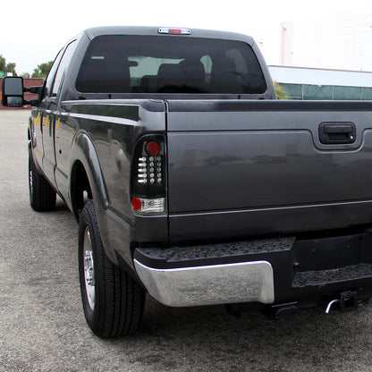 2008-2016 Ford F250 F350 F450 F550 Tail Lights Assembly Integrated LED Turn Signal Lights and Brake Lights Pair | Black