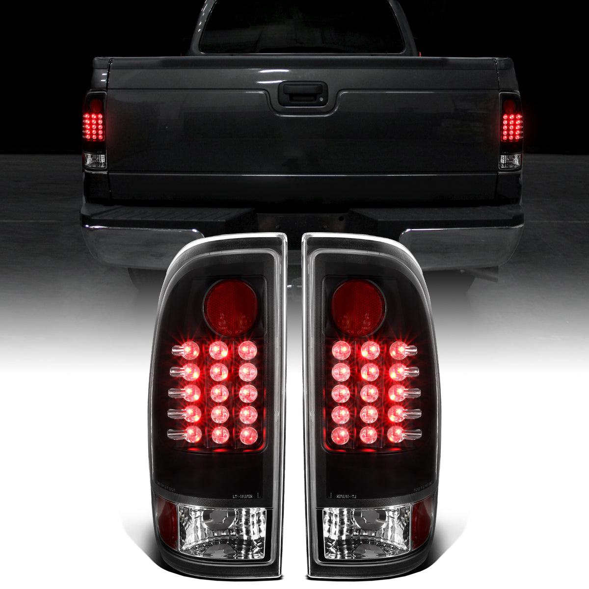 2008-2016 Ford F250 F350 F450 F550 Tail Lights Assembly Integrated LED Turn Signal Lights and Brake Lights Pair | Black