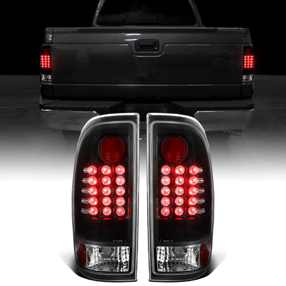2008-2016 Ford F250 F350 F450 F550 Tail Lights Assembly Integrated LED Turn Signal Lights and Brake Lights Pair | Black