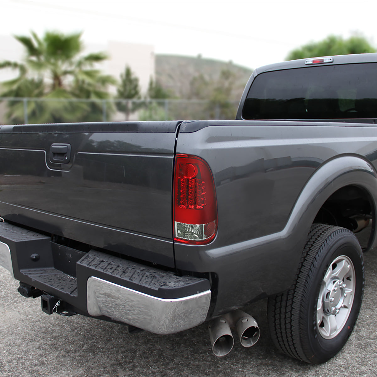 Ronnin - Compatible con las luces traseras de Ford F250 F350 F450 F550 de 2008-2016, conjunto de luces LED integradas de intermitente y freno | Par rojo