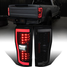Ronnin - Fits 2017-2019 Ford F250 F350 F450 F550 Super Duty Upgraded Full LED Tail Lights Integrated Brake + Turn Signal Assembly Pair | Black Smoke
