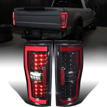 Ronnin - Fits 2017-2019 Ford F250 F350 F450 F550 Super Duty Upgraded Full LED Tail Lights Integrated Brake + Turn Signal Assembly Pair | Gloss Black
