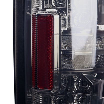 Ronnin - Fits 2017-2019 Ford F250 F350 F450 F550 Super Duty Upgraded Full LED Tail Lights Integrated Brake + Turn Signal Assembly Pair | Smoke